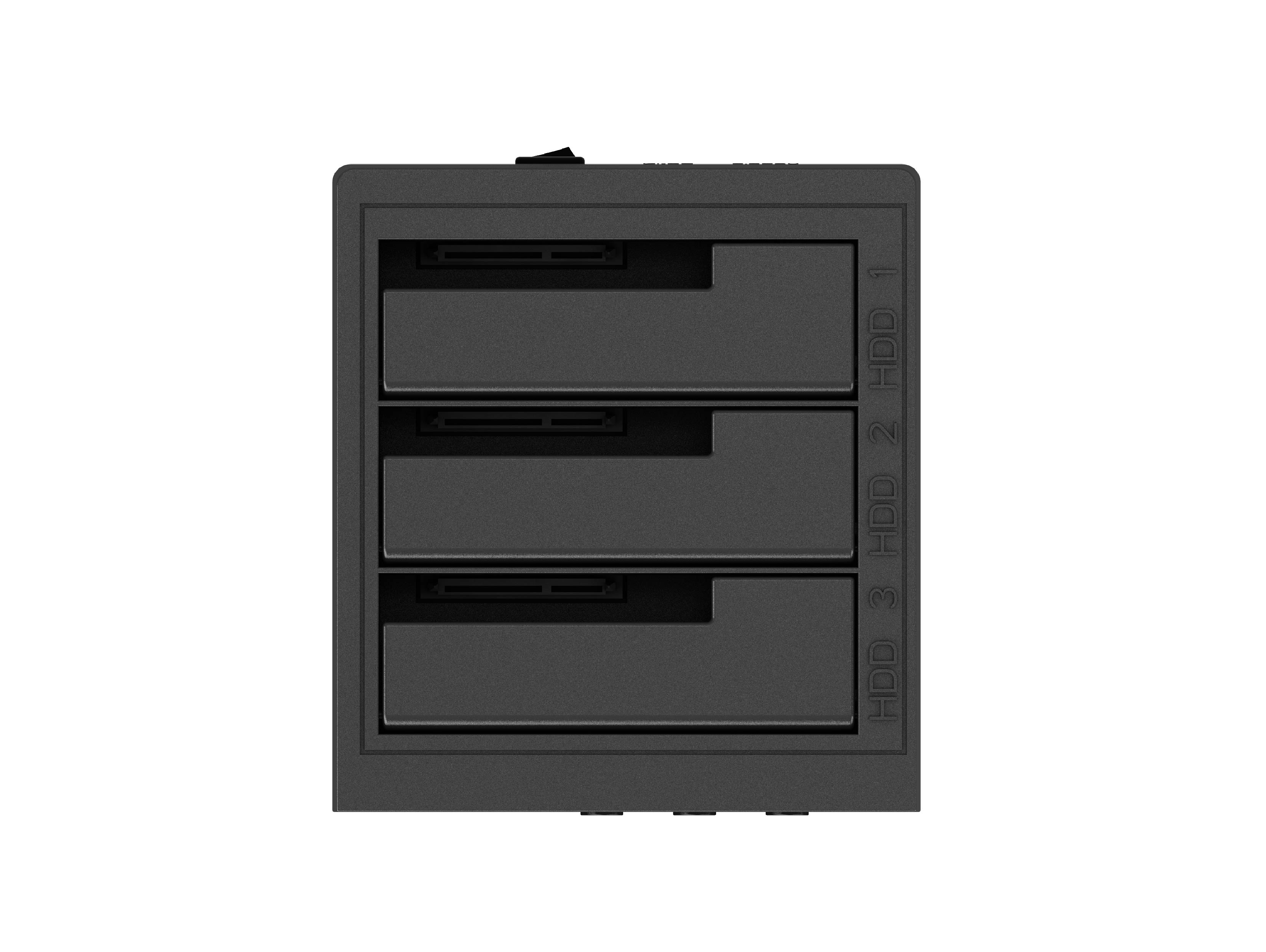 3 Bay SATA SSD/HDD Dock (SI-133US31C), Applicable with 3x 3.5" or 2.5" SATA HDD/SSD 6Gbps, USB3.2-C to host, independent power control of hard disk.