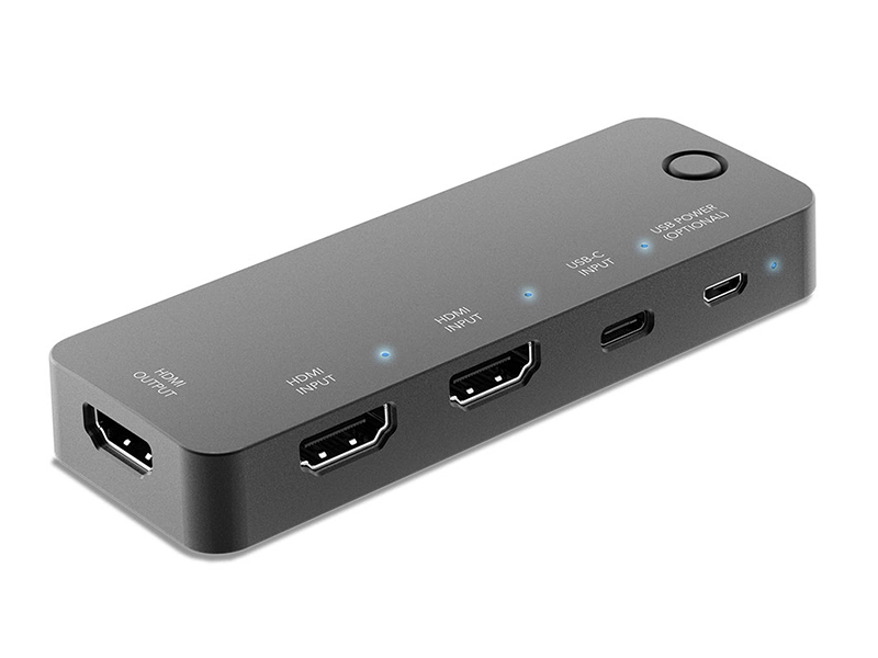 USB-C HDMI Switch (SI-411HDMI), 3 to1 KVM switch, HDMI support 4K@60Hz, One button to switch the host's input source.