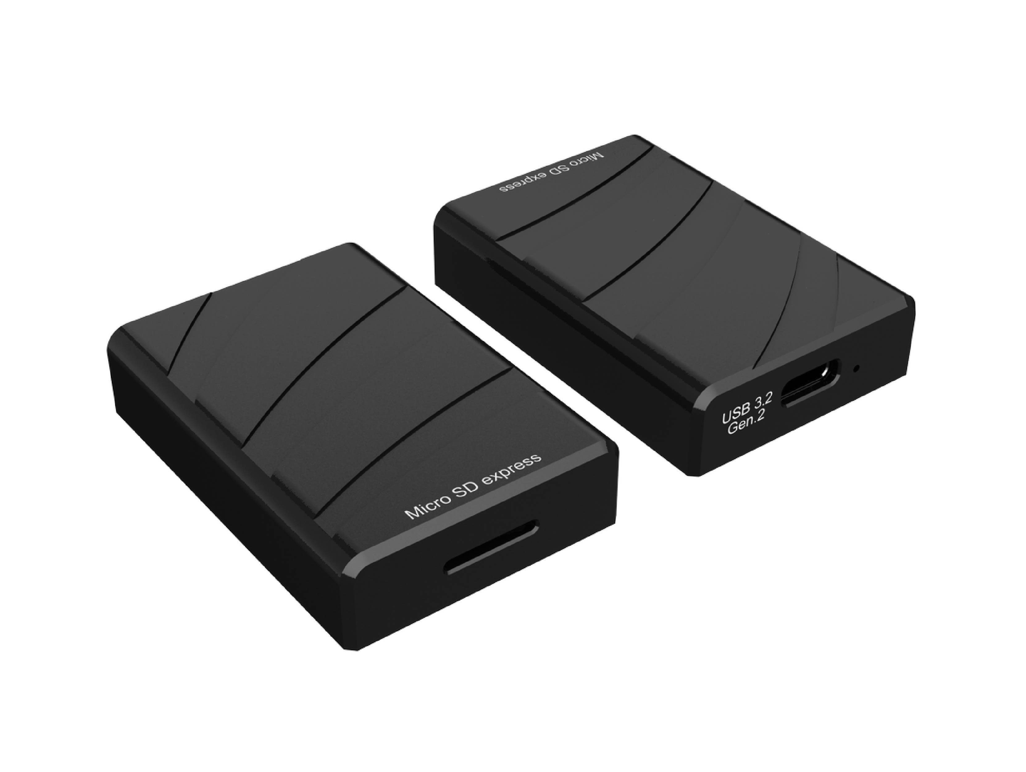 MicroSD Express Card Reader (SI-4203MSDEX), USB3.2 Type-C supports 10Gbps to host, USB3.2 -C 10Gbps.