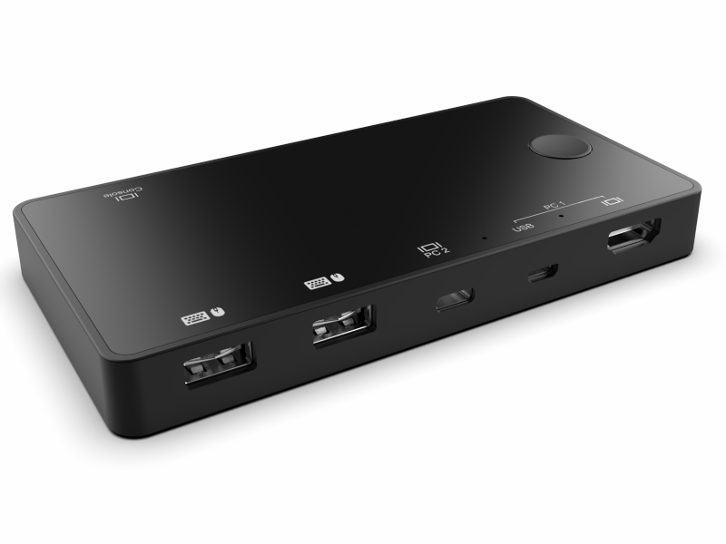 USB-C HDMI Switch (SI-420KVM), 2 to 1 KVM, HDMI supports 4K@60Hz output, 1 button to switch the input source for PC1/2.