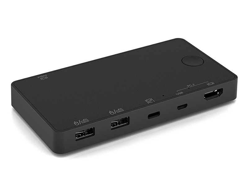USB-C HDMI Switch (SI-420KVM), 2 to 1 KVM, HDMI supports 4K@60Hz output, 1 button to switch the input source for PC1/2.
