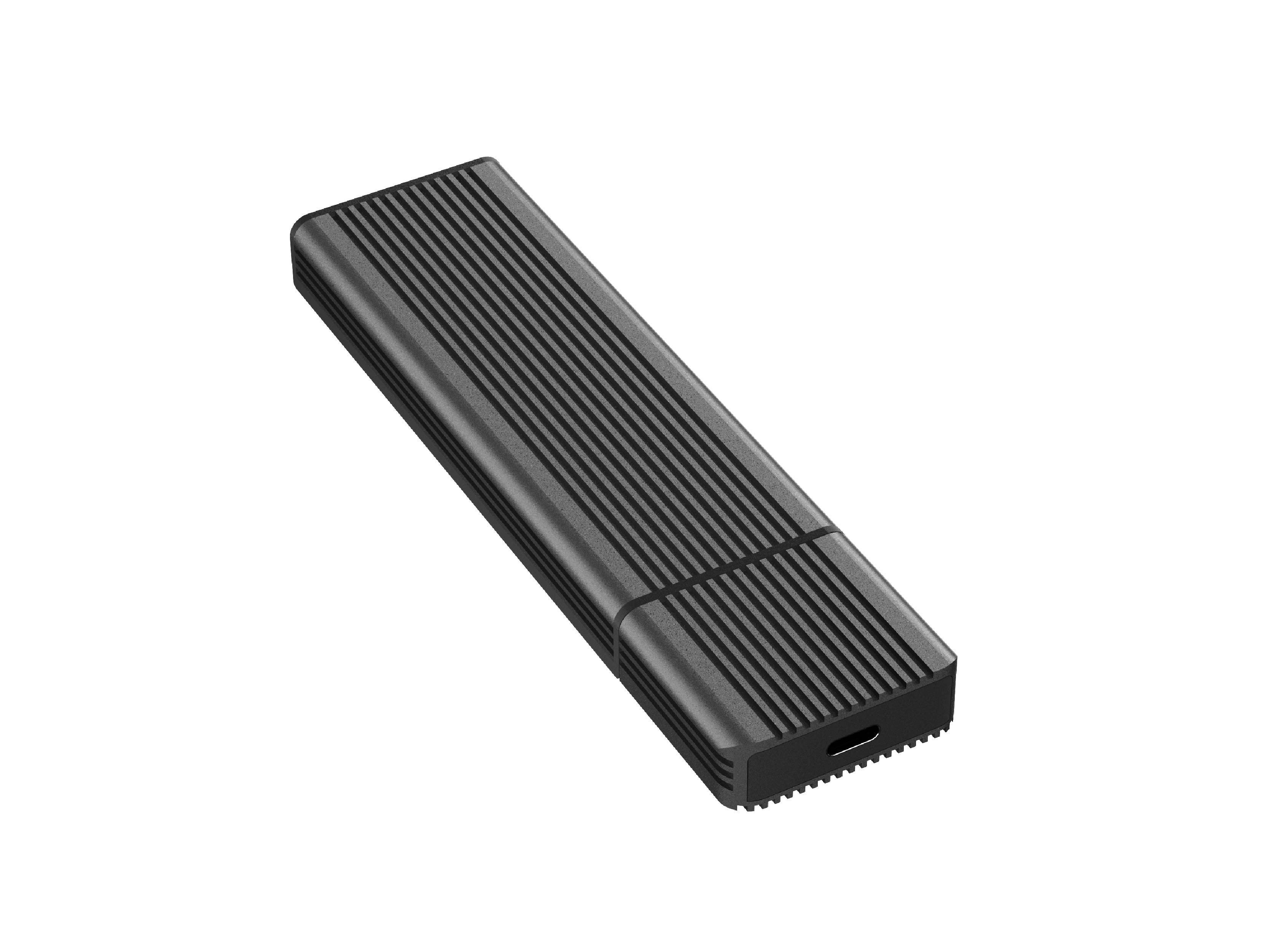 Portable M.2 NVMe SSD Reader (SI-8007US31C), Support 1 M-key M.2 NVMe SSD 10Gbps, World patent, use the clips to switch SSDs, USB-C to host.