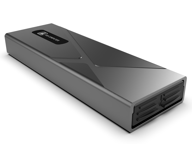 M.2 NVMe/SATA SSD Enclosure, Styling Design (SI-8613US31C), compatible with 1x M.2 NVMe PCIe SSD, USB3.2-C 10Gbps to host.